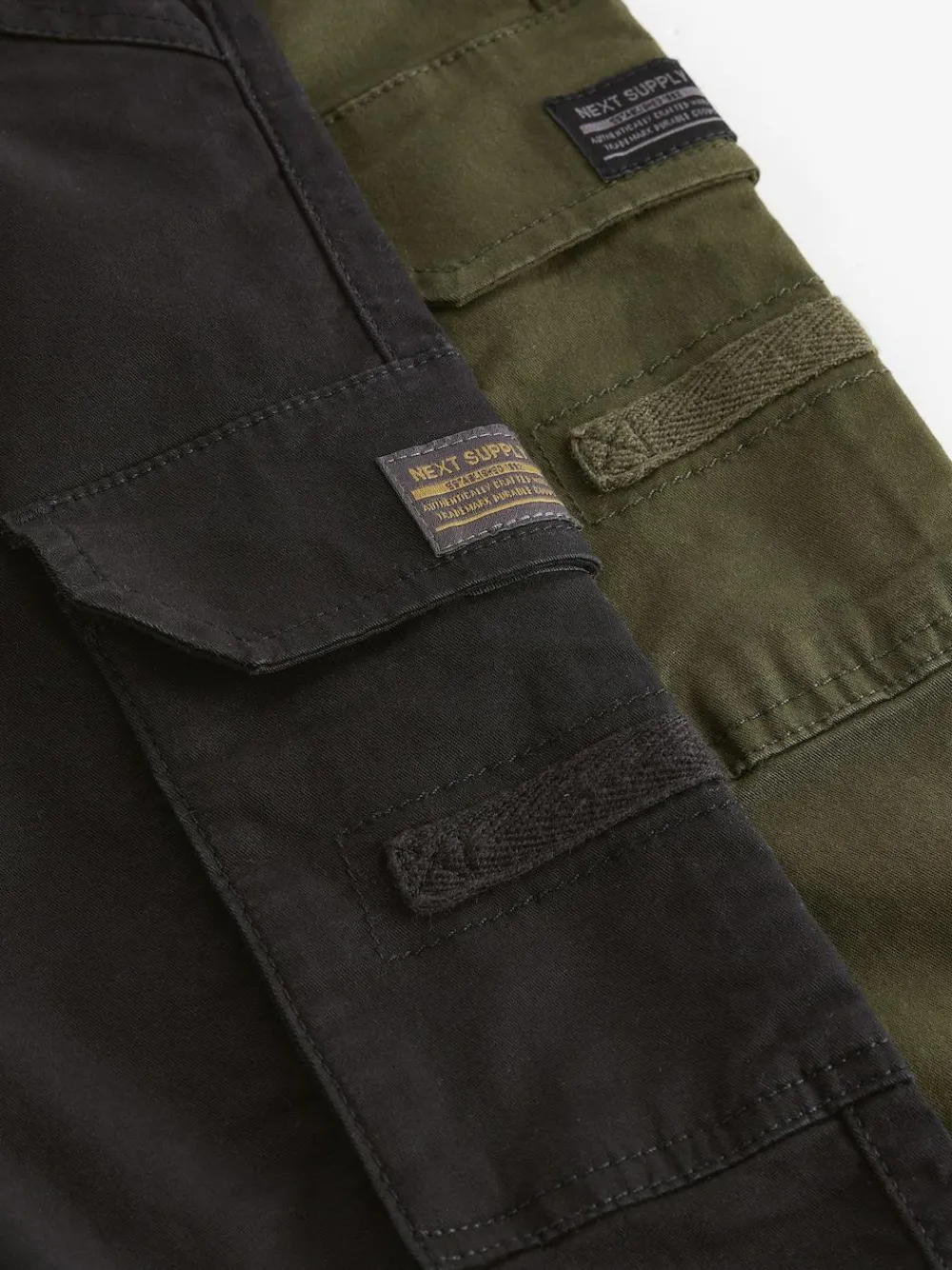 New Next Black/Khaki Green Cargo Trousers 2 Pack (3-16yrs)