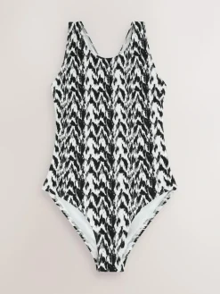 Next Black/Monochrome Ikat High Neck Swimsuit 2 Pack