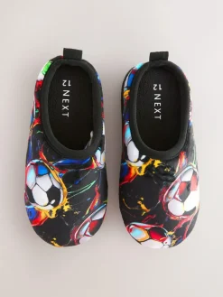 Next Black/Multi Football Slipper Mules^BOY Nightwear