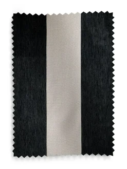 Next Chenille Stripe Ruffle Top Fold Over Lined Curtains Black/Natural