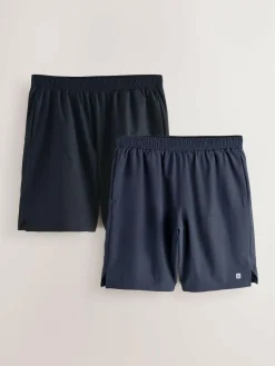 Next Black/Navy Blue 9 Inch Active Gym Sports Shorts 2 Pack