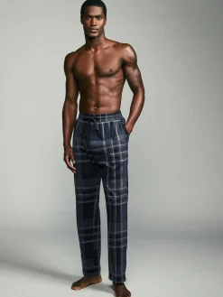 Next Black/Navy Blue Check Jersey 100% Cotton Pyjama Bottoms 2 Pack^ Pyjamas