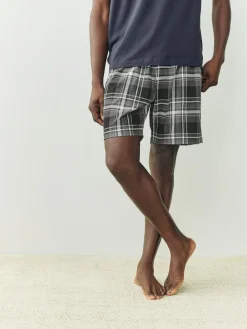 Outlet Next Black/Navy Blue Check Short Sleeve Jersey Pyjamas Set 2 Pack