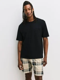 Clearance Next Black/Navy Blue Jersey Check Short Sleeve Pyjamas Set 3 Pack