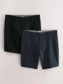 Hot Next Slim Fit Stretch Chino Shorts 2 Pack Black/Navy