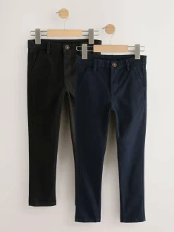 Hot Next Stretch Skinny Chino Trousers 2 Pack (3-17yrs) Black/Navy