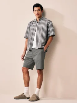 Next Black/Navy/Charcoal Straight Fit Stretch Chinos Shorts 3 Pack^ Shorts