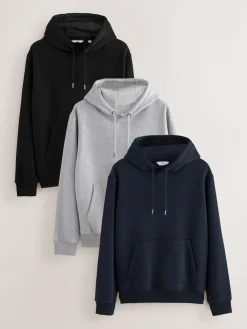 Next Black/Navy/Grey Marl Jersey Hoodies 3 Pack^ Sweatshirts & Hoodies|Sweatshirts & Hoodies