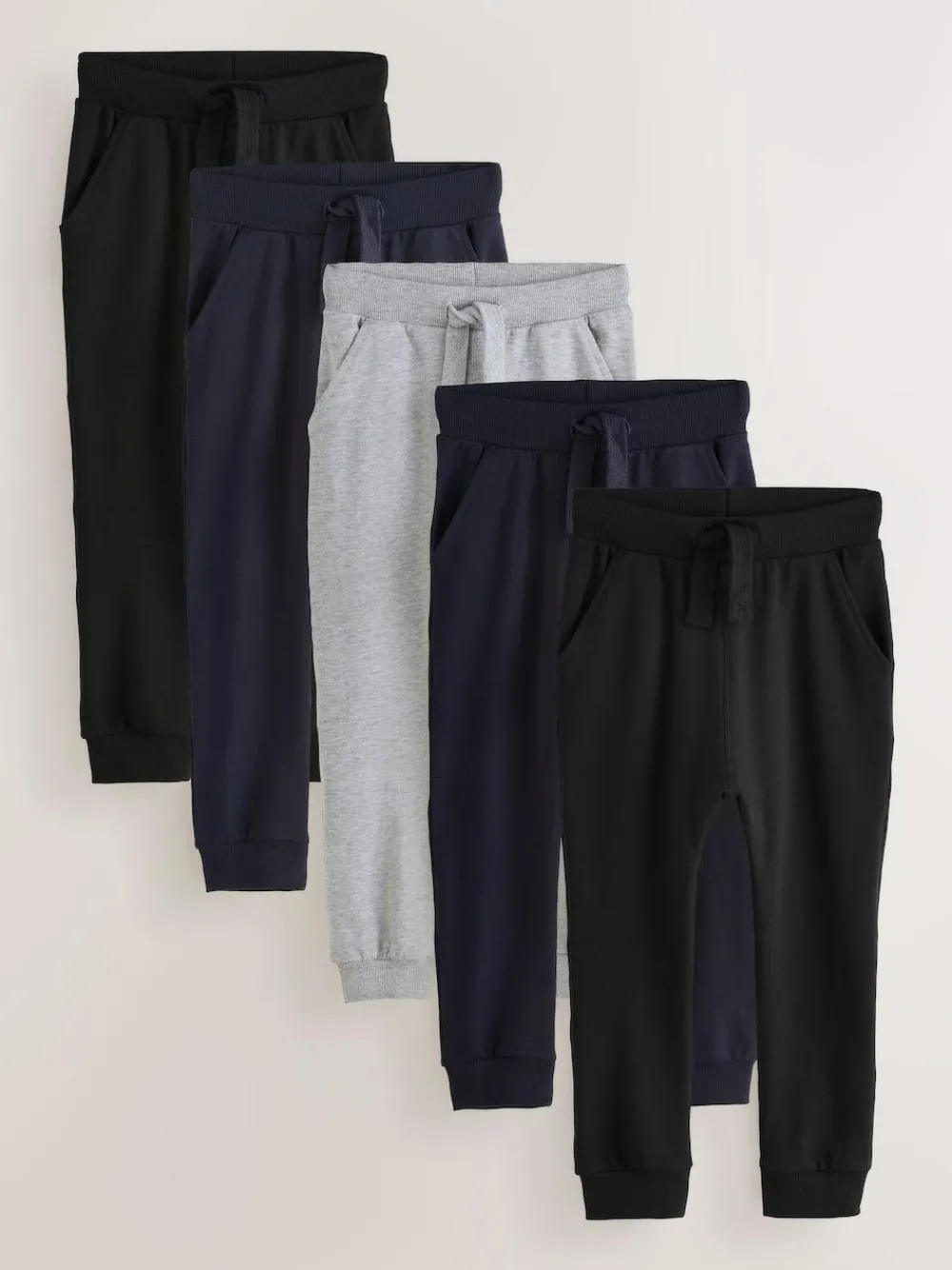 New Next Black/Navy/Grey Skinny Fit Joggers 5 Pack (3mths-7yrs)