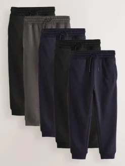 Discount Next Slim Fit Basic Joggers 5 Pack (3-16yrs) Black/Navy/Grey
