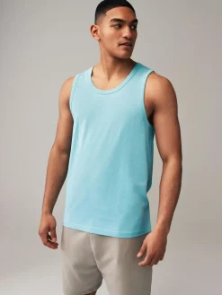 New Next 100% Cotton Vests 4 Pack Black/Navy/White/Blue