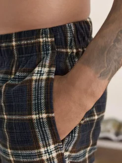 Best Next Black/Neutral Check Motionflex Corded Cosy Cuffed Pyjama Bottoms