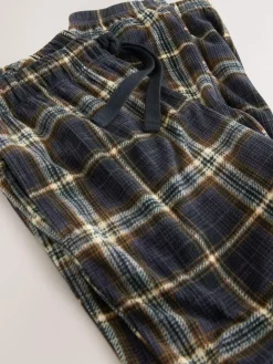 Best Next Black/Neutral Check Motionflex Corded Cosy Cuffed Pyjama Bottoms