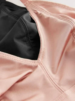 Hot Next Bralette DD+ Ultimate Comfort Non Wire Bralettes 2 Pack Black/Nude