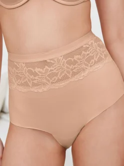 Next Black/Nude High Waist Lace Tummy Control Light Shaping Knickers 2 Pack