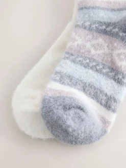 Sale Next Black/Pastel Fairisle Superhairy Cosy Socks 2 Pack