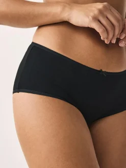 Hot Next Black/Pastel Rose Nude/White Midi Cotton Rich Knickers 5 Pack