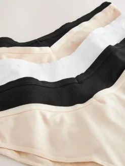 Sale Next Extra High Leg Cotton Rich Knickers 5 Pack Black/Pastel Rose Nude/White