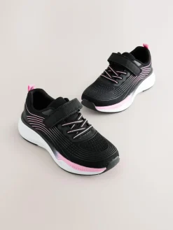 New Next Elastic Lace-Up Trainers Black/Pink