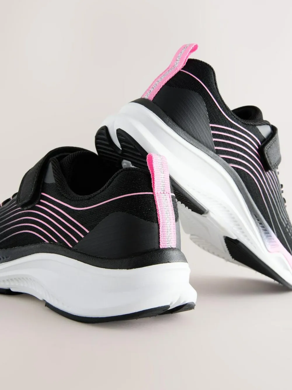 New Next Elastic Lace-Up Trainers Black/Pink