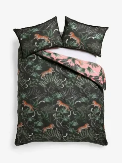 Next Black/Pink Fringed Tiger Duvet Cover and Pillowcase Set
