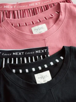 Best Next Short Set Pyjamas 2 Pack Black/Pink Stripe