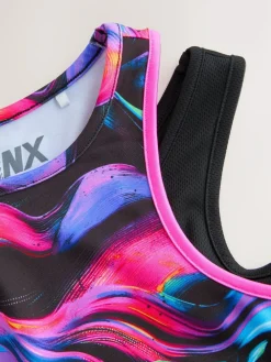 Next Sports Crop Top (5-16yrs) Black/Pink Wave