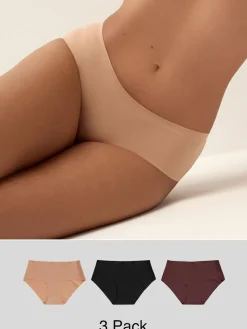 Discount Next Short No VPL Comfort Knickers 3 Pack Black/Praline Nude/Chocolate Nude