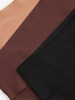 Sale Next High Waist High Leg No VPL Comfort Knickers 3 Pack Black/Praline Nude/Chocolate Nude