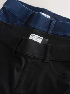 New Next Full Length Jersey Denim Leggings 2 Pack Black/Rinse Blue