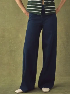 Hot Next Jersey Denim Wide Leg Trousers 2 Pack Black/Rinse Blue