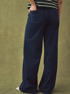 Hot Next Jersey Denim Wide Leg Trousers 2 Pack Black/Rinse Blue