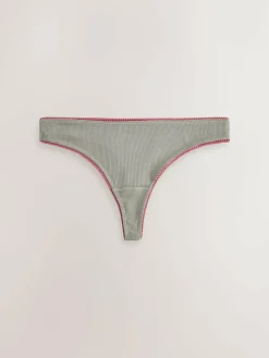 Next Thong Cotton Rib Knickers 3 Pack^Women Panties