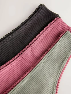 Next Thong Cotton Rib Knickers 3 Pack^Women Panties