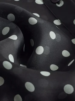 Online Next Sheer Long Sleeve Shirt Black/Sage Polka Dot