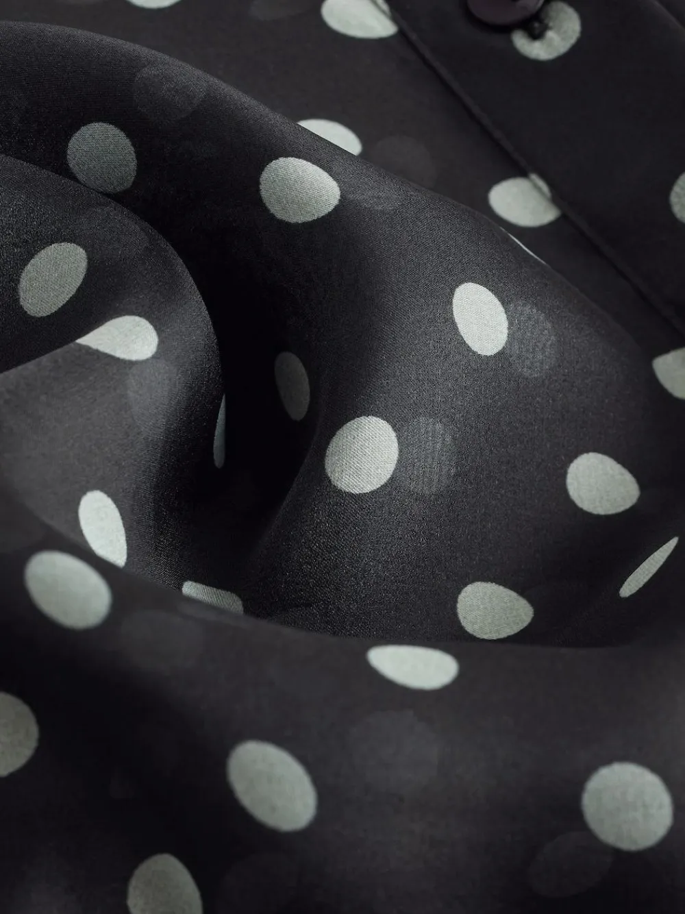 Online Next Sheer Long Sleeve Shirt Black/Sage Polka Dot