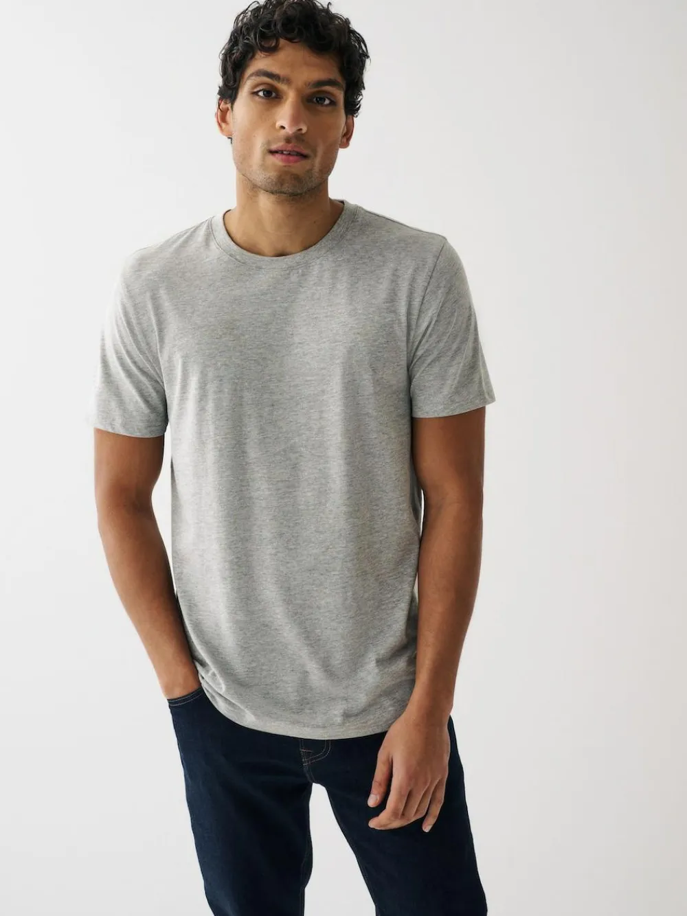 Sale Next Black/Slate/Grey Marl/White/Navy/Blue Regular Fit Essential Cotton T-Shirts 6 Pack