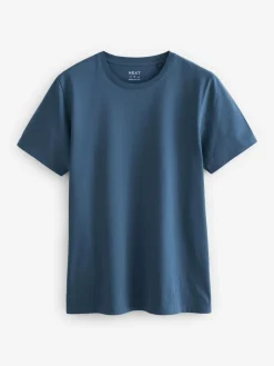 Sale Next Black/Slate/Grey Marl/White/Navy/Blue Regular Fit Essential Cotton T-Shirts 6 Pack