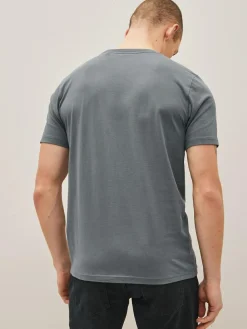 Next Black/Slate/Grey Marl/White/Navy/Blue Slim Fit Essential Cotton T-Shirts 6 Pack^ Nightwear|Tops & T-Shirts