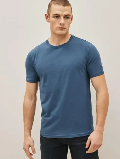 Next Black/Slate/Grey Marl/White/Navy/Blue Slim Fit Essential Cotton T-Shirts 6 Pack^ Nightwear|Tops & T-Shirts