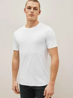 Next Black/Slate/Grey Marl/White/Navy/Blue Slim Fit Essential Cotton T-Shirts 6 Pack^ Nightwear|Tops & T-Shirts