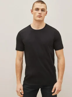 Next Black/Slate/Grey Marl/White/Navy/Blue Slim Fit Essential Cotton T-Shirts 6 Pack^ Nightwear|Tops & T-Shirts