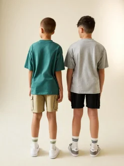 New Next Cargo Shorts 2 Pack (3-16yrs) Black/Stone