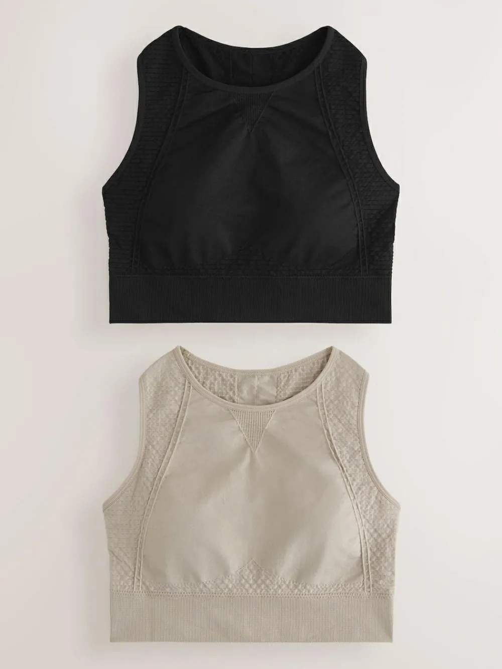 Next Black/Stone Seamless High Neck Medium Impact Sports Bras 2 Pack^Women Bras|All Lingerie