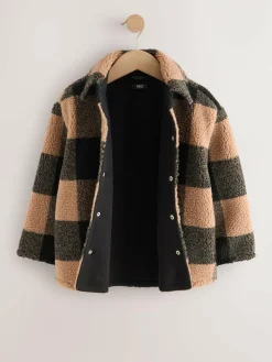 Next Black/Tan Buffalo Borg Fleece Check Shacket (3-16yrs)^BOY Coats & Jackets|Snowsuits & Coats