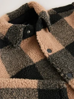 Next Black/Tan Buffalo Borg Fleece Check Shacket (3-16yrs)^BOY Coats & Jackets|Snowsuits & Coats