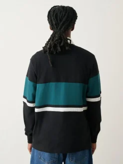 Next Black/Teal Blue Block Rugby Shirt^ Tops & T-Shirts