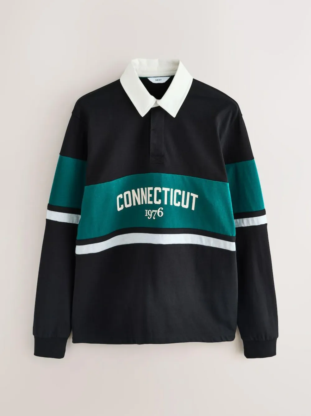 Next Black/Teal Blue Block Rugby Shirt^ Tops & T-Shirts