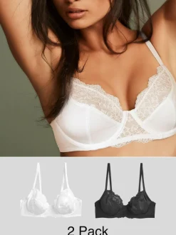 Discount Next 2 Pack Non Pad Full Cup Bras Black/White