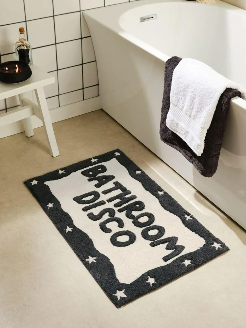 Clearance Next Bathroom Disco Bath Mat Black/White